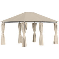 Outsunny Cenador con Techo al Aire Libre Gazebo Pabellón Exterior con Pared Lateral Cenador Carpa de Jardín 4x3 m Marco de Acero para Fiesta Eventos - details 0