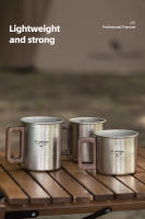 Taza De Café De Titanio Puro Tiartisan Para Exteriores Con Mango De Nogal Mate Antideslizante Y Anti-escaldón Capacidades De 300ml Y 450ml Para Camping - details 3