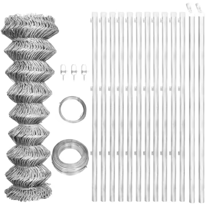 vidaXL VALLA DE ALAMBRE Y POSTES ACERO GALVANIZADO PLATEADO 25X0,8 M - 1
