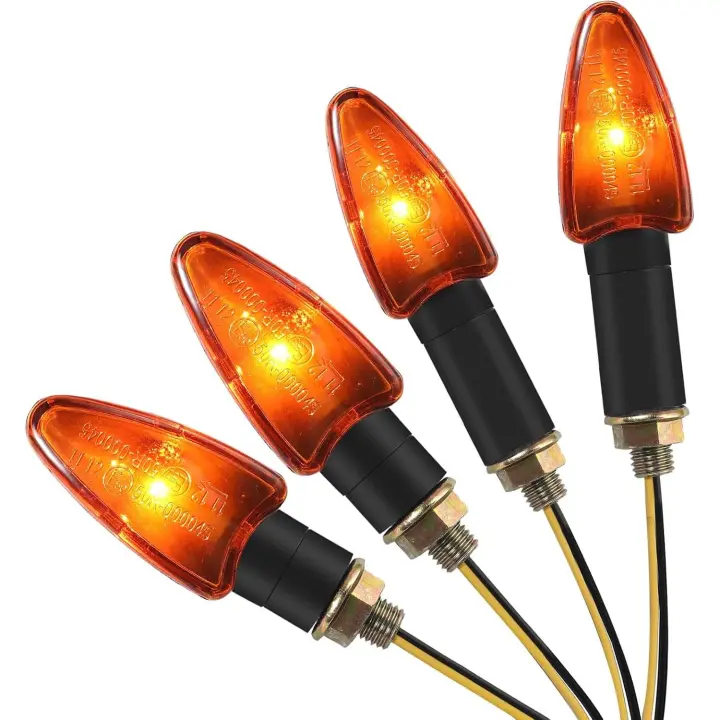 Luces de señal de giro para motocicleta con marca E, 4 unidades, 10 W, luz indicadora de alta potencia, ámbar, resistente al agua, 12 V, para M10, universal, para motocicleta, scooter, cruiser, quad, todoterreno - 1