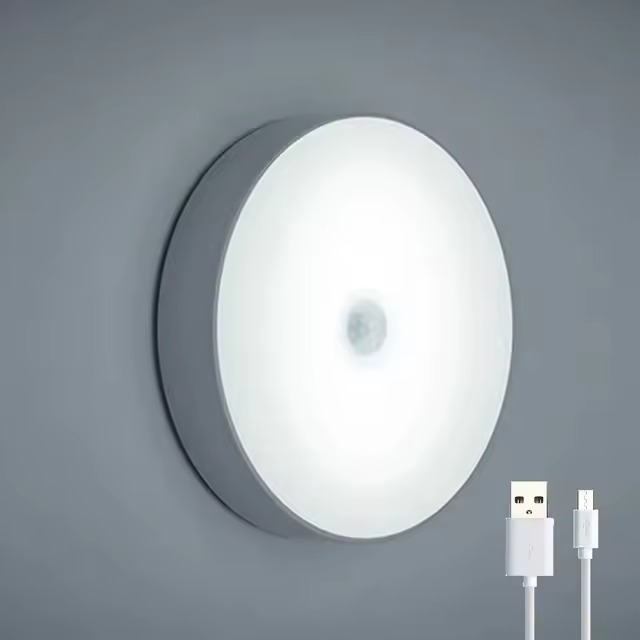 Luz Nocturna LED Recargable Por USB Con Sensor De Movimiento Para Decoración Del Hogar Iluminación Para Dormitorio Escaleras Armario Y Cajón - 1