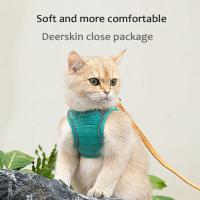 Juego De Correa Y Arnes Para Gato Estampado Anti-R Rompedor Con Collar Chaleco Antirrompible Para Entrenamiento Y Caminar Para Perros Y Gatos Material De Tela De Gamuza - details 9