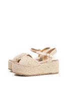 Lyla Wang alpargatas doradas con cuña de espartos con plataforma con plantilla acolchada. - details 10