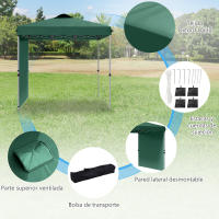 Outsunny Carpa Plegable 2,5x2,5 m Cenador de Jardín con 1 Pared Lateral Altura Ajustable en 3 Niveles Anti-UV Impermeable y Bolsa de Arena para Camping Fiestas - details 7