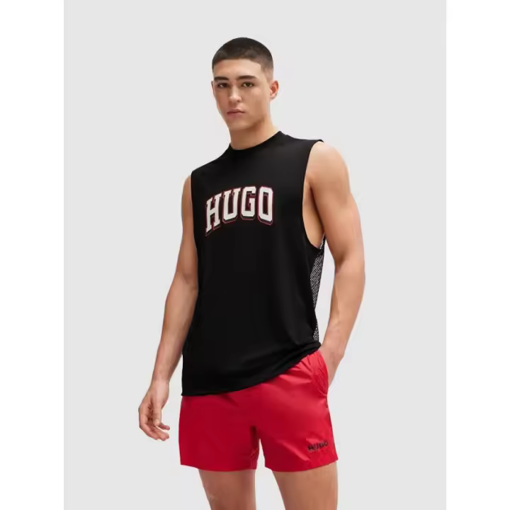 HUGO BOSS CAMISETA SIN MANGAS CON ESPALDA DE MALLA Y LOGO ESTAMPADO 50515489-001. - 1