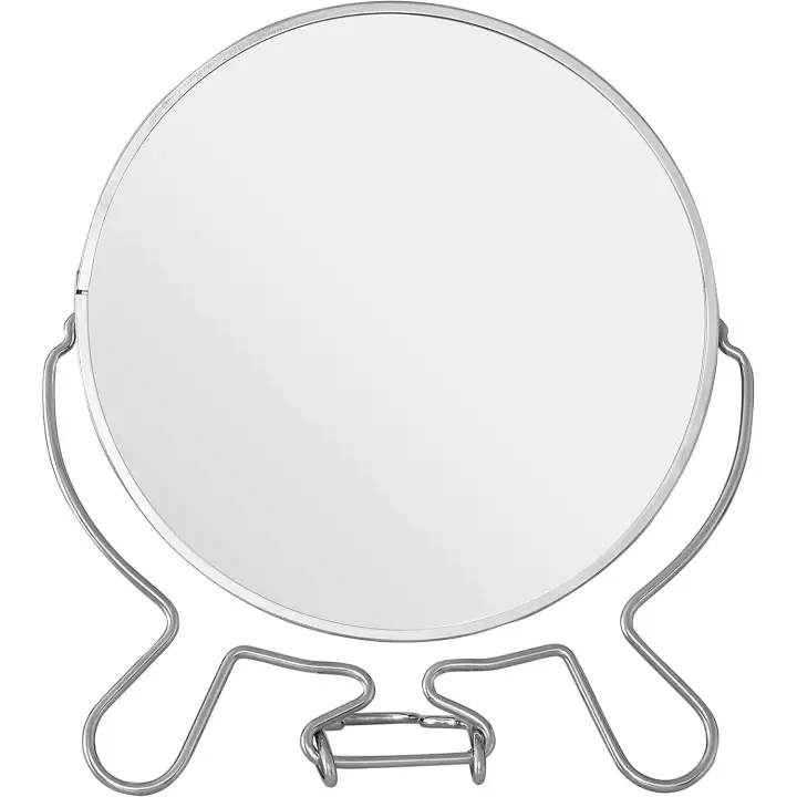 Espejo de pie antivaho para baño, espejo de aumento circular para maquillaje, espejo redondo con soporte de alambre cromado, 8 pulgadas - 1