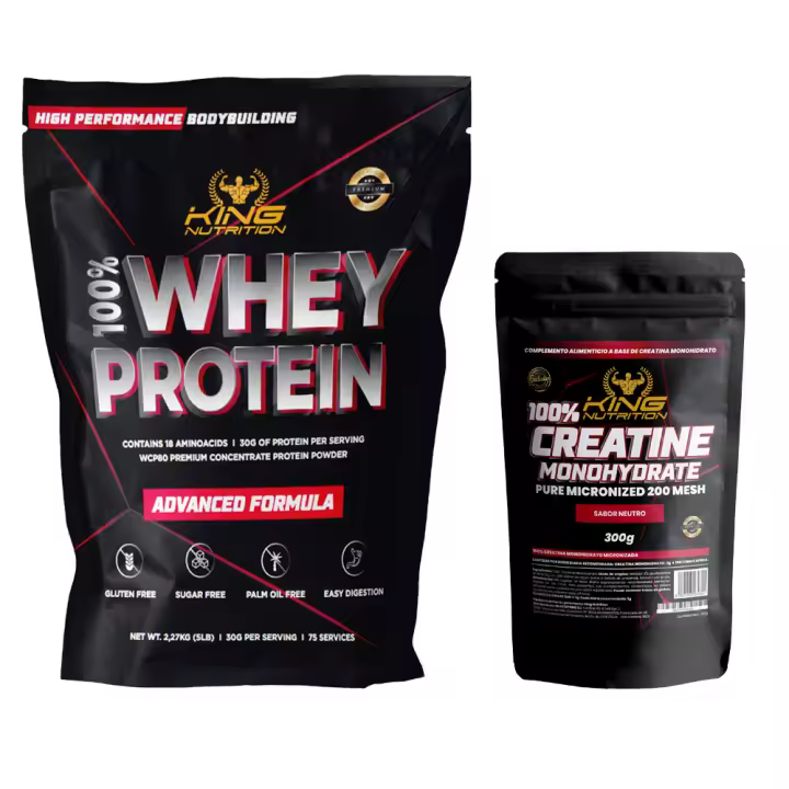 100% Whey Protein 2.27kg King Nutrition Proteina Concetrada + Creatina monohidratada 300gr mejora tu rendimiento y aumenta la masa muscular. - 1
