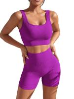 Nuevo Lote De Conjunto De Yoga Fitness Para Mujer Cintura Alta Sin Costuras Secado Rápido Absorción De Humedad Estilo Moderno - details 2