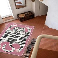 Exquisita Alfombra De Fondo Rosa, Divertida Alfombra De Estampado De Tigre, No Se Desvanece Y Se Puede Lavar A Mano, Alfombra Doméstica Adecuada Para Decoración Del Hogar - details 0