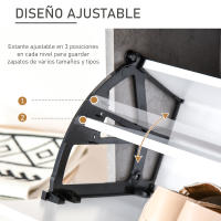 HOMCOM Armario de Zapatos Zapatero de Madera con 2 Puertas Abatibles 4 Estantes de Almacenaje Capacidad de 8 Pares para Entrada Pasillo Dormitorio 62,5x26x81 cm Gris - details 2