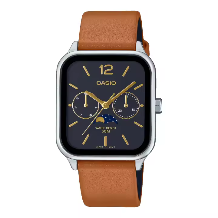 Reloj CASIO MTP-M305L-1AVER Fase Lunar Hombre MTP-M305 Series con correa de cuero en color camel. - 1