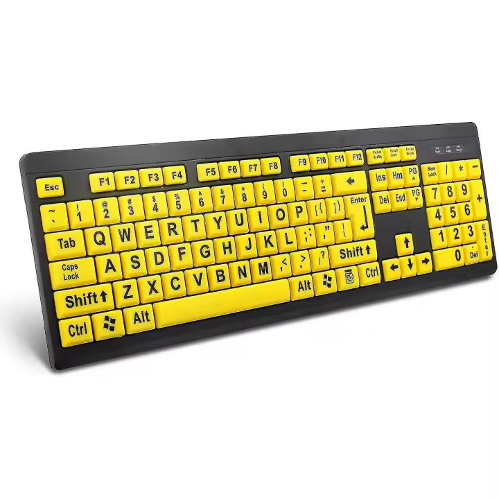 High Contrast Keyboard For Visually Impaired - Large Print Computer Keyboard With Oversized Letters (yellow+black) - 1