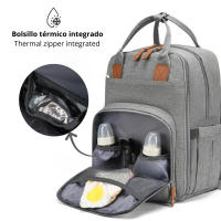 LUTODY - Mochila portátil para bebés con cuna cambiador de pañales, bolsillo térmico para biberones, plegable e impermeable - Ideal para cargar teléfono móvil, tablet y más dispositivos - details 5