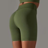 Shorts De Yoga De Cintura Alta Con Control De Abdomen Leggings De Fitness Con Rayas Resistentes Al Agachamiento Shorts De Entrenamiento Sin Costuras - details 13