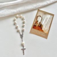 Pulsera De Perla De Vidrio Para Bebé 6/8mm Rosario Mini Cruz Cadena De Dedo Religiosa Regalo Eucarístico Unisex Clásica - details 8