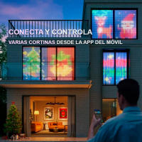 Ventronik Luces de Cortina Bluetooth RGB Inteligentes impermeable, 2x2m 600 Led, Luces LED de Cortina Personalizable, Posibilidad de crear cualquier diseño, Juego de Luces de Cortina para Navidad , Discotecas, Bodas - details 4