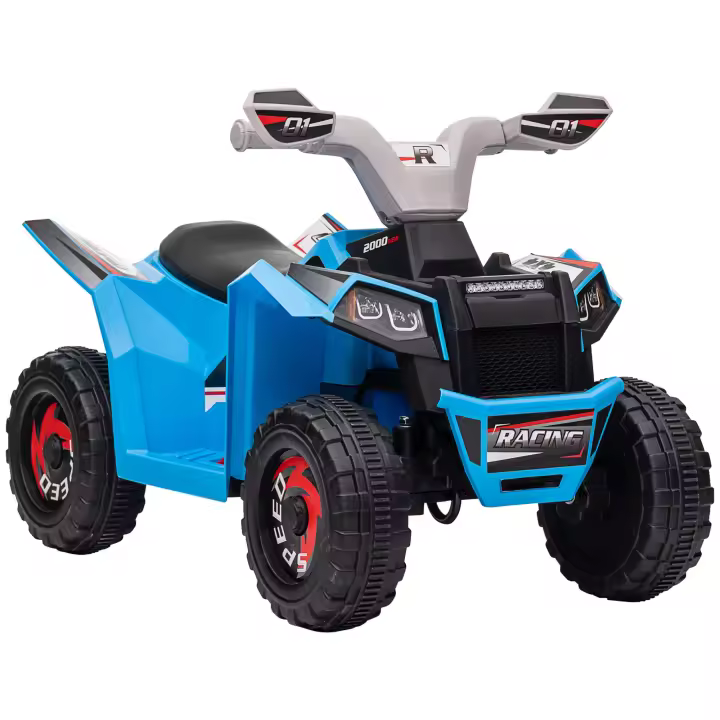 HOMCOM Quad eléctrico infantil, mini quad eléctrico con funciones de avance y retroceso, vehículo eléctrico de 6 V para niños de 1,5 a 3 años, 2,5 km/h, azul - 1