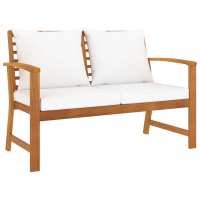 vidaXL Banco de jardín 120 cm cojines oscuro madera acacia maciza en color Gris/Crema | acolchados duraderos para sofás de jardín terraza exterior - details 1