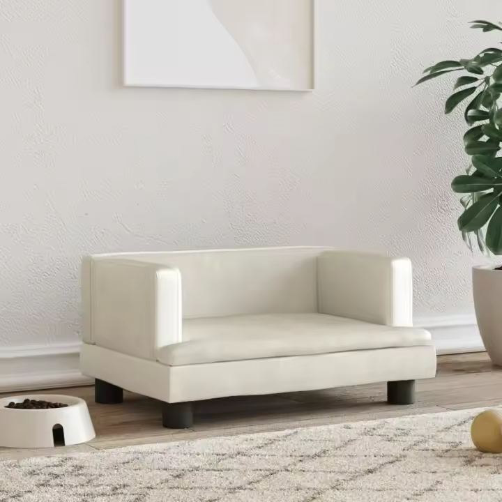 Cama para Perros de terciopelo crema 60x40x30 cm - 1