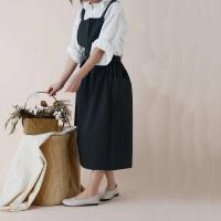 Falda Plisada Nórdica De Algodón Y Lino Para Mujer Y Niñas Apron Vintage Para Jardinería Con Espalda Cruzada Vestido Pinafore - details 5