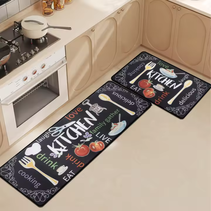 VIKAMA Alfombra De Entrada De Cristal Velvet 1/2pcs Alfombra Larga De Cocina Alfombra De Piso Para Hogar Decoración Balcon Corredor Antideslizante Resistente Al Desvanecimiento - 1
