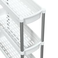 vidaXL Carrito de almacenaje de 3 alturas aluminio plateado y blanco - details 4