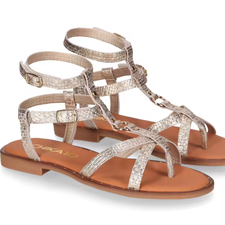 Chika10 Leather MUSAKA 05W Sandalias Planas Oro/Gold - 1