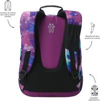 TOTTO Mochila Escolar Grande Rayol – Estampado Star Butterfly Glitter | 3 Compartimentos | Capacidad 19L | Porta PC 14” | Bolsillos Botella | Espaldar Ergonómico | Correas en S | Material Reciclado - details 1