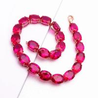 Pulsera De Lujo Para Mujer Con Incrustaciones De Rubí Y Oro Rosa Plateado Clásico Joyería De Cuentas En Forma Elíptica - details 2