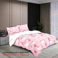 Juego De Cama Navideño 3 Piezas Con Estampado De Santa Rosa Y Rosas En Color Rosa Suave Y Cómodo Conjunto De Edredón Y Almohadas - details 3