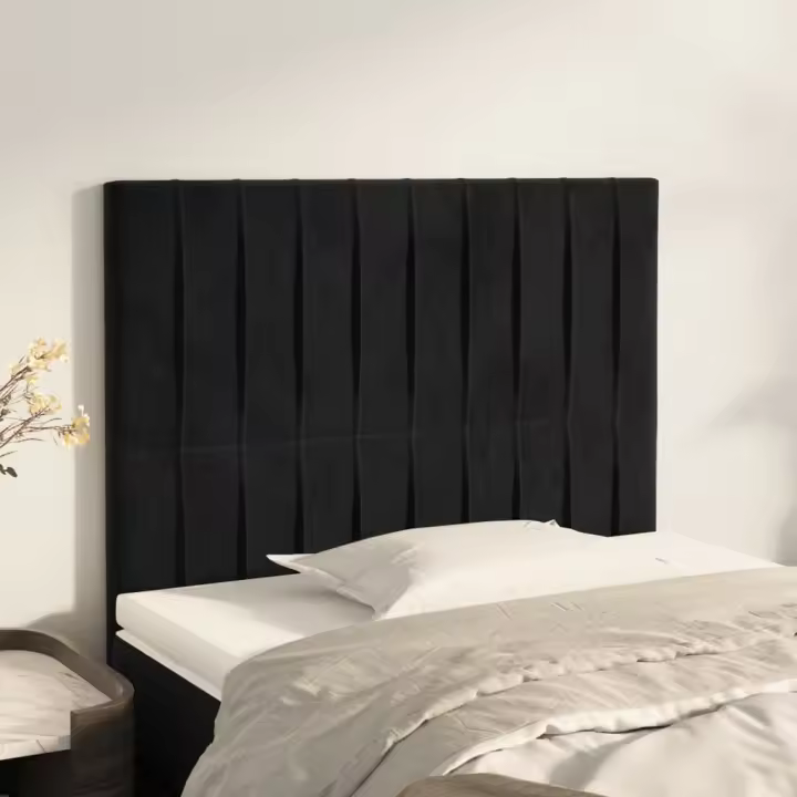 vidaXL Cabeceros 2 unidades de terciopelo negro 100x5x78/88 cm - 1