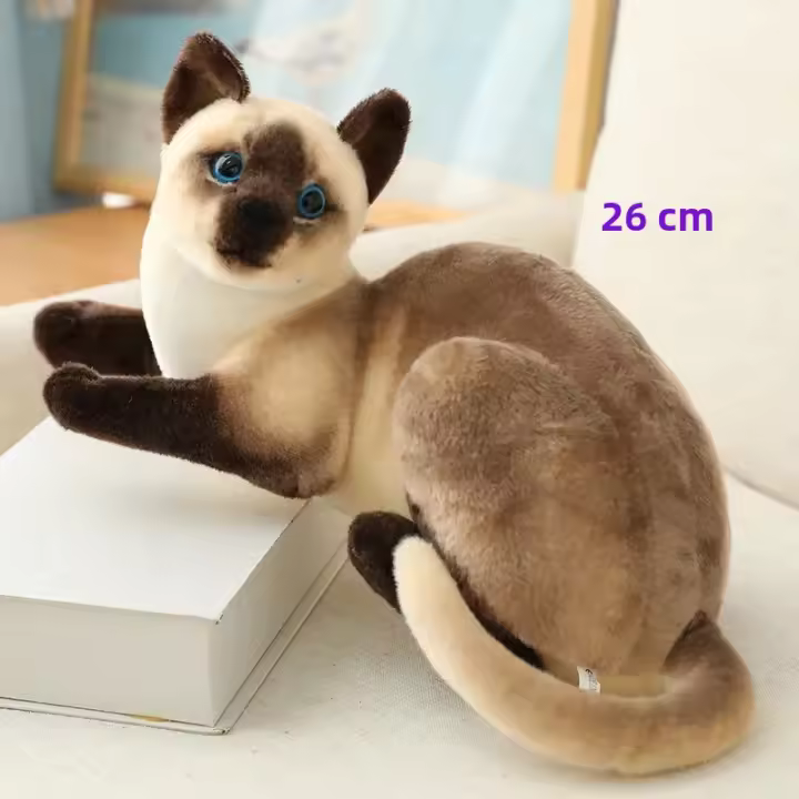 Muñeco De Peluche Siamese Realista Para Decoración Del Hogar Y Regalo Para Niñas Juguetes De Mascotas Corto De Algodón Relleno De Poliéster - 1