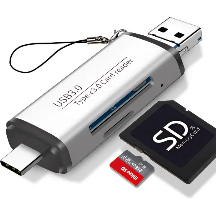 Lector de Tarjetas SD/Micro SD 3.0 NFMAXONE - Adaptador USB Pendrive Card Reader Compatible con SD/SDXC/SDHC/TF/UHS-I, PC, Teléfonos,Tablets. para iPhone 15/16 Pro MAX, MacBook Air/Pro, Galaxy S25, etc. Nf3 - 1