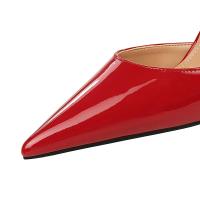 Sandalias De Tacón Alto Para Mujer 9cm Cómodas Elásticas Con Slingback De Cuero Glossy Azul Rojo Verano Fiesta Danza Pumps - details 1