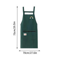 Delantal De Algodón Con Estrías Y Cremallera Resistente a La Grasa Y a La Suciedad Para Cocina Con Correas Para Mujeres Ropa De Trabajo Transpirable - details 6