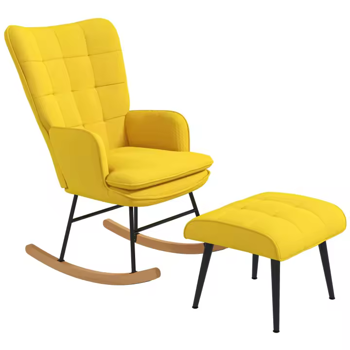 HOMCOM Silla Mecedora con Reposapiés Mecedora para Lactancia con Cojín Acolchado y Reposabrazos Carga 130 kg Mecedora para Salón Dormitorio - 1