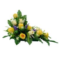CENTRO FLORES ARTIFICIALES PARA EXTERIOR  IDEAL PARA TODOS LOS SANTOS CEMENTERIO CON JARDINERA CONTENEDOR MEDIDAS 55*50*15 - details 1