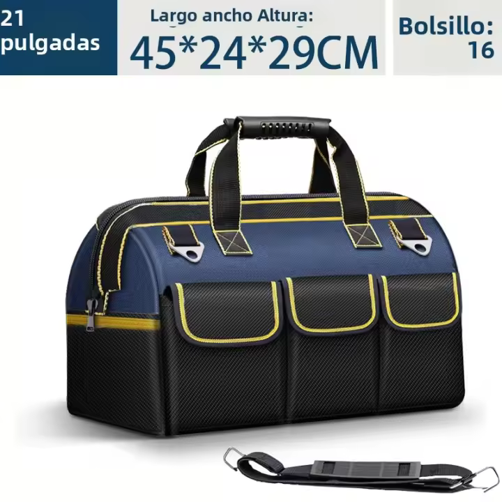 Bolsa De Herramientas Multifuncional De 23 Pulgadas Capacidad Grande Resistente Al Agua Y Al Desgaste Con Múltiples Bolsillos Para Electricistas - 1