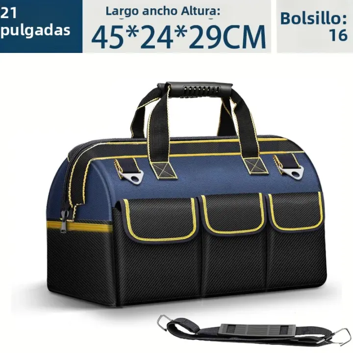 Bolsa De Herramientas Multifuncional De 23 Pulgadas Capacidad Grande Resistente Al Agua Y Al Desgaste Con Múltiples Bolsillos Para Electricistas - 1