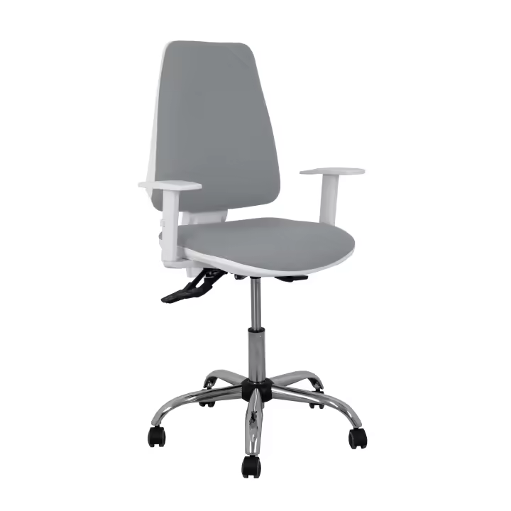 Silla Elche blanca asincro bali gris brazos regulables ruedas de parqué - 1