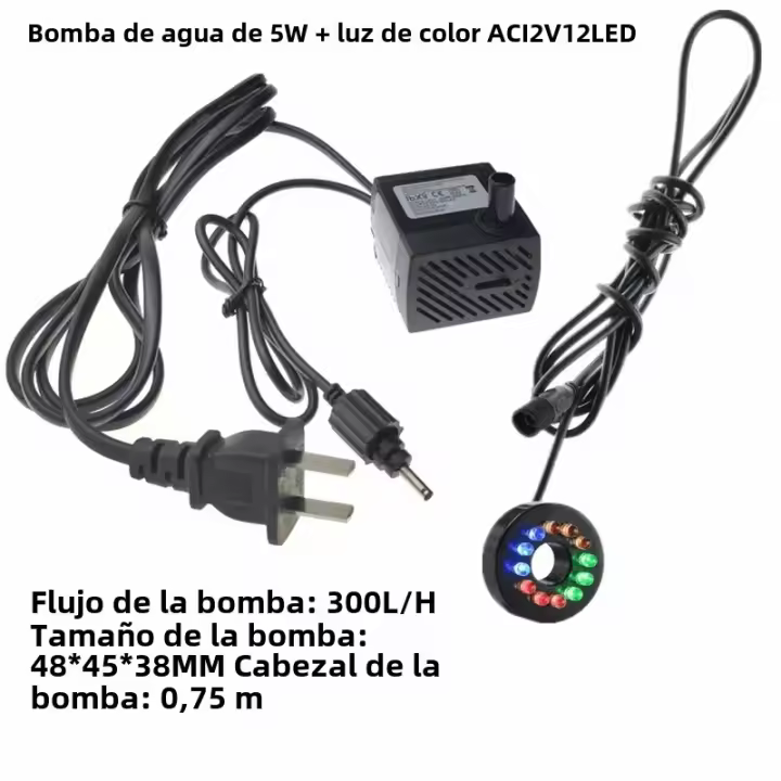 Anillo De Luz LED Subacuático 6-12 Multicolor Para Fuente Piscina Jardín Acuático Adaptador AC12V 3-en-1 Cable De Iluminación - 1