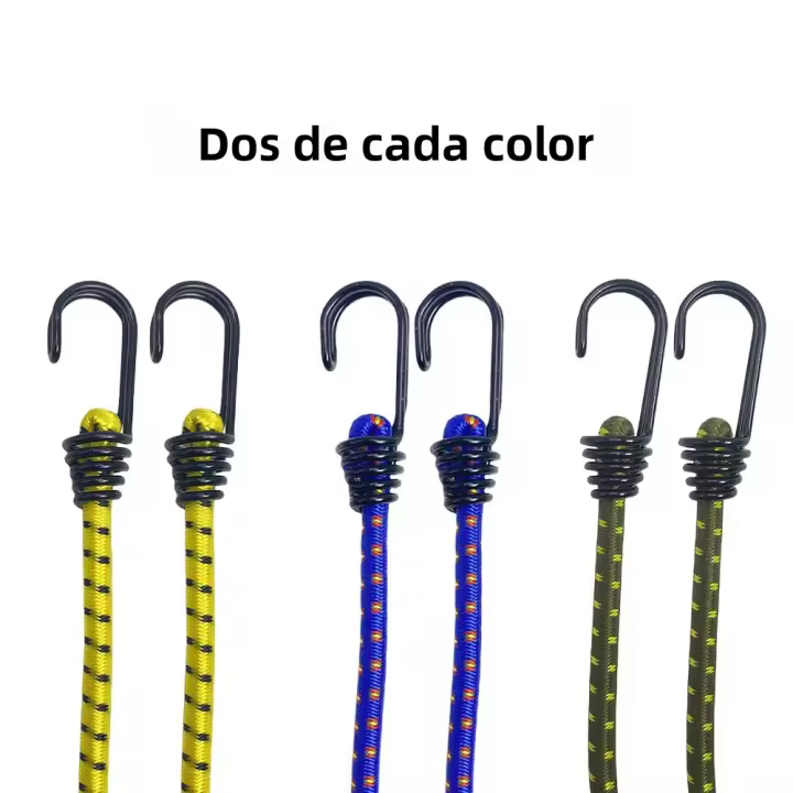Set De 6 Cuerdas Elásticas Bungee Para Equipaje Y Bicicletas Cordones De Alta Elasticidad Para Camping Y Coches - 1
