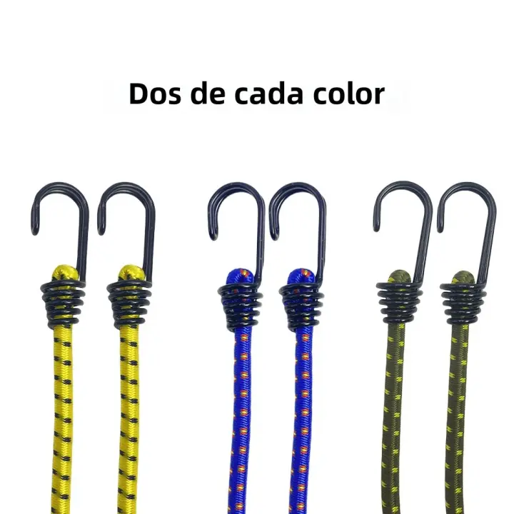 Set De 6 Cuerdas Elásticas Bungee Para Equipaje Y Bicicletas Cordones De Alta Elasticidad Para Camping Y Coches - 1