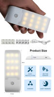 Lámpara LED Recargable Con Sensor De Movimiento Para Pasillo Baño Armario Cocina 12LED Alta Luminosidad Luz Nocturna Rectangular - details 1