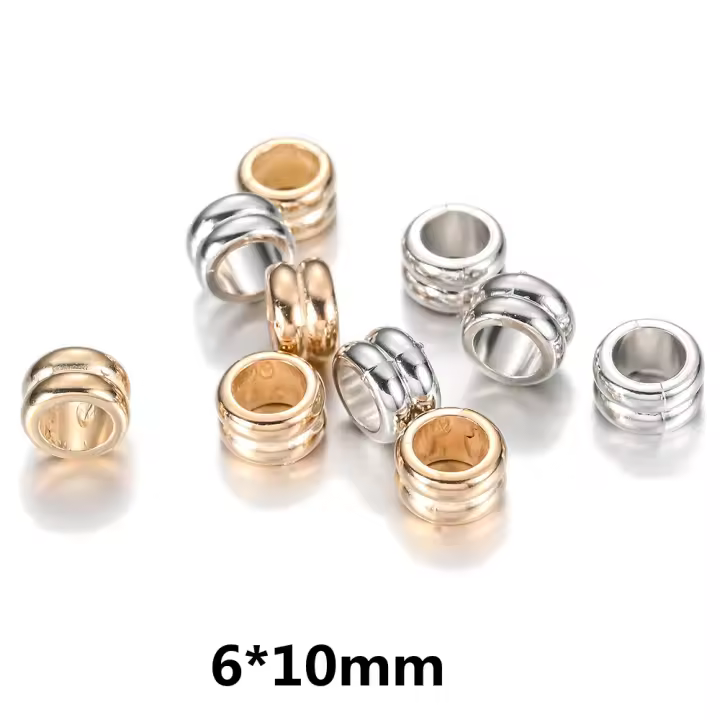iYOE 50pcs Cuentas De Espaciador De Plástico Con Orificio Grande En Forma Geométrica Y Estampado De Cilindro Para Hacer Pulseras Y Joyería - 1