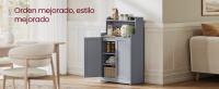 VASAGLE Armario de Baño, Mueble de Baño con 2 Puertas, 2 Estantes Ajustable, 30 x 60 x 100 cm, Armario para Comedor, Cocina, Salón, Gris Paloma/Blanco Nube - details 0