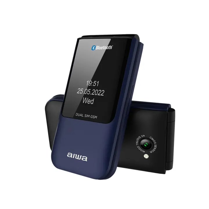 Aiwa FP-24BL Teléfono Móvil Senior 2.4" con Doble Pantalla, Dual SIM, Bluetooth, 32MB RAM + 32 MB ROM, microSD, diseño Slim, Azul - 1
