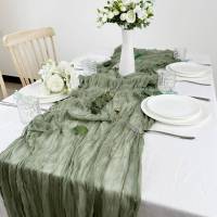 Corredor De Mesa De Queso 10FT En Rosa Tenuis Bohemio 1PC Para Fiestas Y Uso Rustico Tejido De Poliéster Sólido - details 17