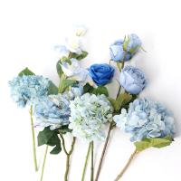 Bouquet De Flores Artificiales Azul Rosas Falsas Para Decoración Interior Hogar Jardín Bodas Fiesta Decoración Vaso Accesorios - details 11
