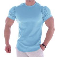 Camiseta De Verano Para Hombre Alta Elasticidad Ajustada Rápida Secado Bajo Hem Curvado Camisetas Casuales De Color Sólido Para Fitness - details 14